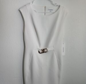 Calvin Klein White Dress with Gold Accent